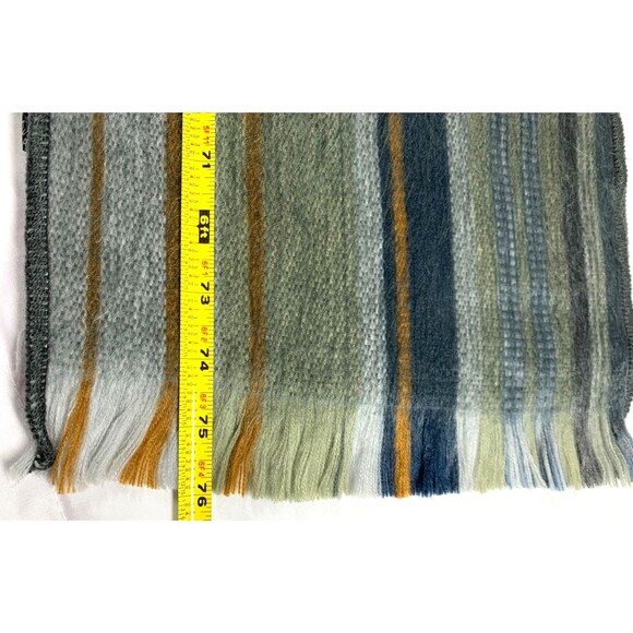 Shupaca Alpaca 80% Blend Scarf 76” X 11” Gray Green Stripe Brushed Cozy Soft - Picture 4 of 5